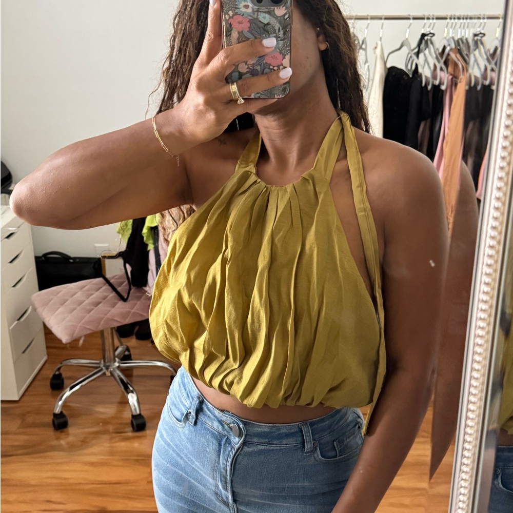 Elegant Olive Green Halter Top